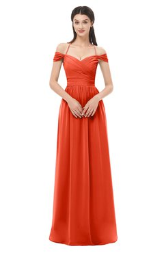 ColsBM Amirah Persimmon Bridesmaid Dresses Halter Zip up Pleated Floor Length Elegant Short Sleeve