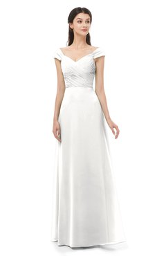 ColsBM Aspen Cloud White Bridesmaid Dresses Off The Shoulder Elegant Short Sleeve Floor Length A-line Ruching