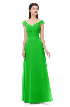 ColsBM Aspen Jasmine Green Bridesmaid Dresses Off The Shoulder Elegant Short Sleeve Floor Length A-line Ruching