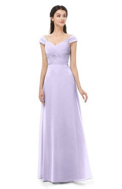 ColsBM Aspen Pastel Lilac Bridesmaid Dresses Off The Shoulder Elegant Short Sleeve Floor Length A-line Ruching