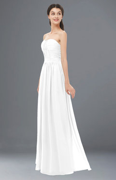 ColsBM Esme White Bridesmaid Dresses Zip up A-line Floor Length Sleeveless Simple Sweetheart
