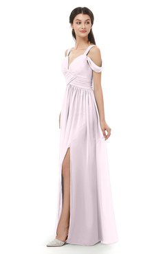 ColsBM Raven Blush Bridesmaid Dresses Split-Front Modern Short Sleeve Floor Length Thick Straps A-line
