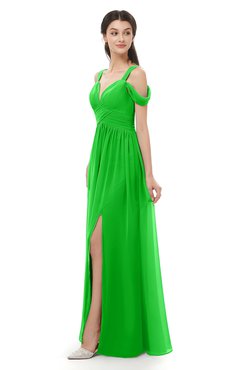 ColsBM Raven Classic Green Bridesmaid Dresses Split-Front Modern Short Sleeve Floor Length Thick Straps A-line