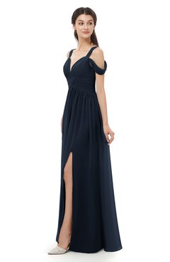 ColsBM Raven Dove Grey Bridesmaid Dresses Split-Front Modern Short Sleeve Floor Length Thick Straps A-line