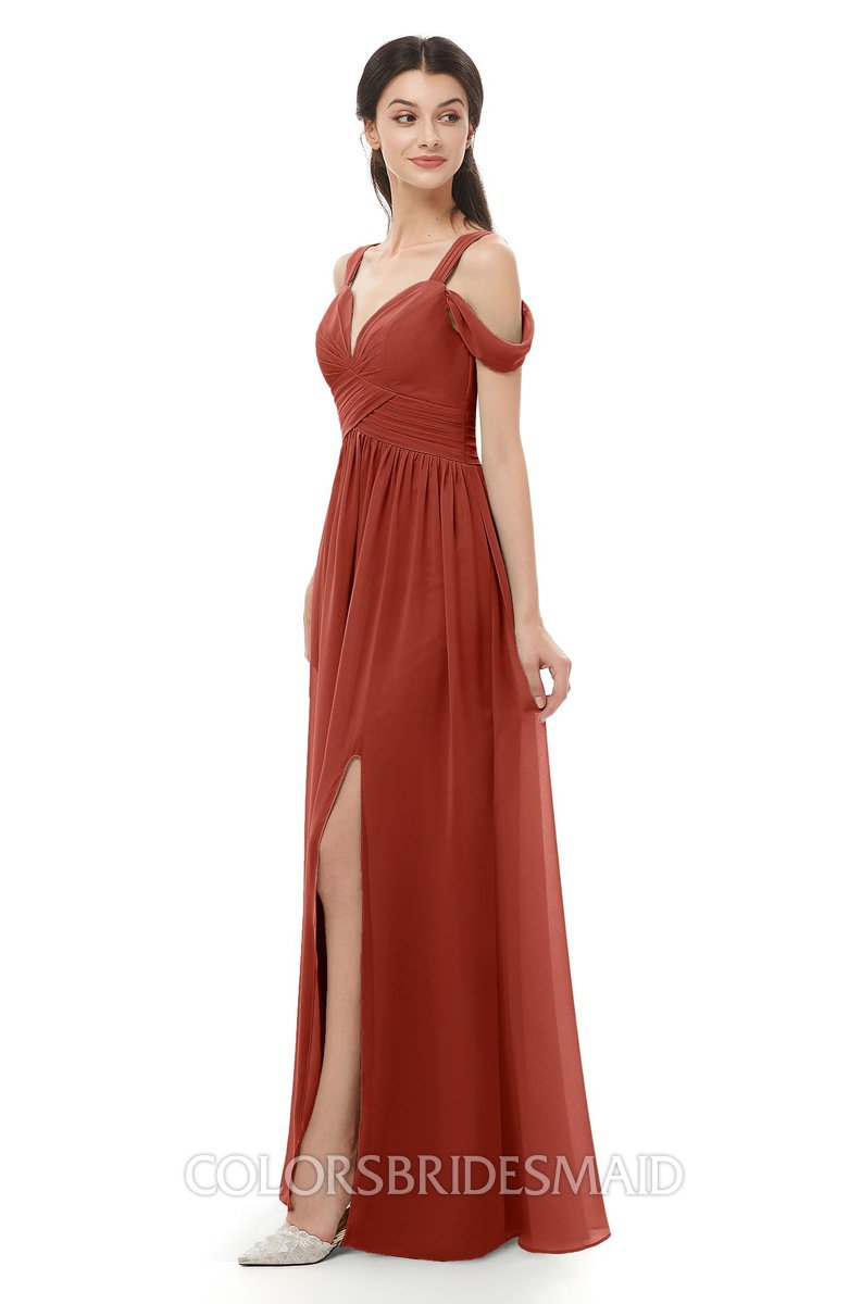 V&M Women Rust Color Elasticated Waist Maxi dress