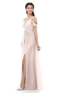 ColsBM Raven Silver Peony Bridesmaid Dresses Split-Front Modern Short Sleeve Floor Length Thick Straps A-line