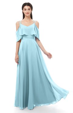 ColsBM Jamie Dazzling Blue Bridesmaid Dresses Floor Length Pleated V-neck Half Backless A-line Modern