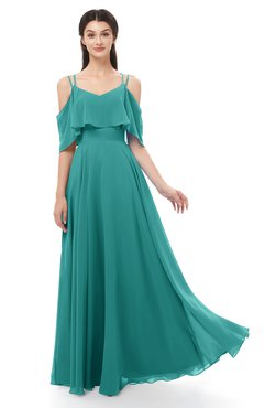 ColsBM Jamie Porcelain Bridesmaid Dresses Floor Length Pleated V-neck Half Backless A-line Modern