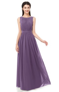 ColsBM Briar Chinese Violet Bridesmaid Dresses Sleeveless A-line Pleated Floor Length Elegant Bateau