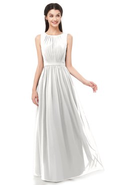 ColsBM Briar Cloud White Bridesmaid Dresses Sleeveless A-line Pleated Floor Length Elegant Bateau