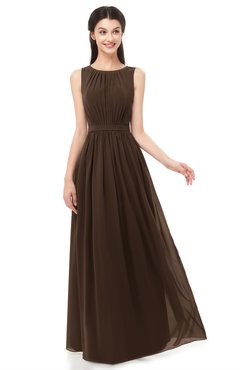 ColsBM Briar Copper Bridesmaid Dresses Sleeveless A-line Pleated Floor Length Elegant Bateau