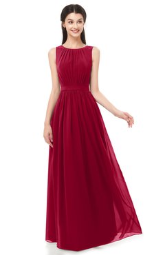 ColsBM Briar Dark Red Bridesmaid Dresses Sleeveless A-line Pleated Floor Length Elegant Bateau