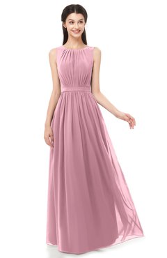 ColsBM Briar Light Coral Bridesmaid Dresses Sleeveless A-line Pleated Floor Length Elegant Bateau