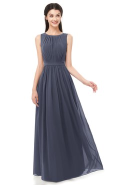 ColsBM Briar Nightshadow Blue Bridesmaid Dresses Sleeveless A-line Pleated Floor Length Elegant Bateau