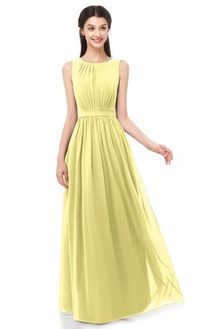ColsBM Briar Pastel Yellow Bridesmaid Dresses Sleeveless A-line Pleated Floor Length Elegant Bateau
