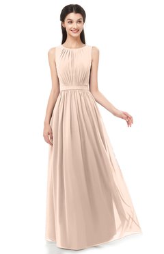 ColsBM Briar Peach Puree Bridesmaid Dresses Sleeveless A-line Pleated Floor Length Elegant Bateau