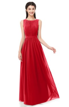 ColsBM Briar Red Bridesmaid Dresses Sleeveless A-line Pleated Floor Length Elegant Bateau