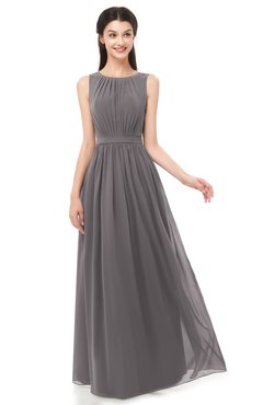 ColsBM Briar Ridge Grey Bridesmaid Dresses Sleeveless A-line Pleated Floor Length Elegant Bateau