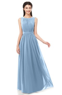 ColsBM Briar Sky Blue Bridesmaid Dresses Sleeveless A-line Pleated Floor Length Elegant Bateau