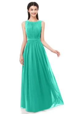 ColsBM Briar Viridian Green Bridesmaid Dresses Sleeveless A-line Pleated Floor Length Elegant Bateau