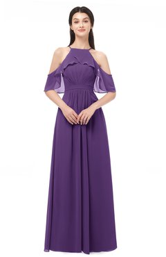ColsBM Andi Dark Purple Bridesmaid Dresses Zipper Off The Shoulder Elegant Floor Length Sash A-line