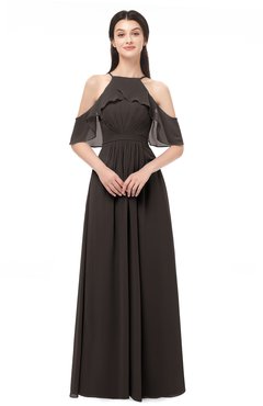 ColsBM Andi Fudge Brown Bridesmaid Dresses Zipper Off The Shoulder Elegant Floor Length Sash A-line