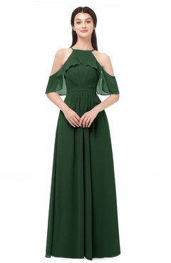 ColsBM Andi Hunter Green Bridesmaid Dresses Zipper Off The Shoulder Elegant Floor Length Sash A-line