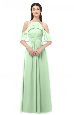 ColsBM Andi Light Green Bridesmaid Dresses Zipper Off The Shoulder Elegant Floor Length Sash A-line