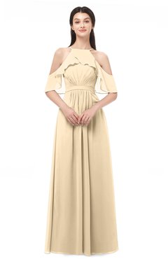 ColsBM Andi Marzipan Bridesmaid Dresses Zipper Off The Shoulder Elegant Floor Length Sash A-line