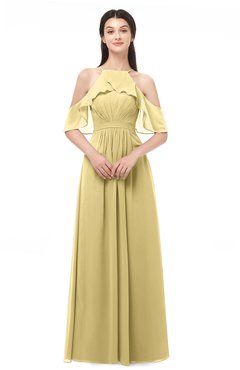 ColsBM Andi New Wheat Bridesmaid Dresses Zipper Off The Shoulder Elegant Floor Length Sash A-line