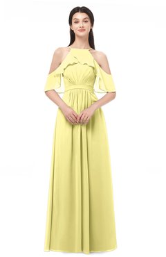 ColsBM Andi Pastel Yellow Bridesmaid Dresses Zipper Off The Shoulder Elegant Floor Length Sash A-line