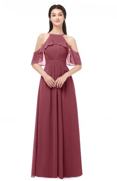 ColsBM Andi Wine Bridesmaid Dresses Zipper Off The Shoulder Elegant Floor Length Sash A-line