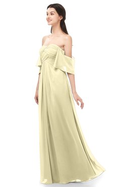 ColsBM Arden Anise Flower Bridesmaid Dresses Ruching Floor Length A-line Off The Shoulder Backless Cute