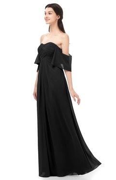 ColsBM Arden Black Bridesmaid Dresses Ruching Floor Length A-line Off The Shoulder Backless Cute