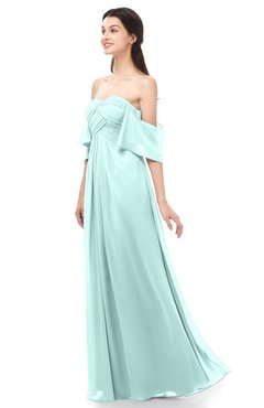 ColsBM Arden Blue Glass Bridesmaid Dresses Ruching Floor Length A-line Off The Shoulder Backless Cute