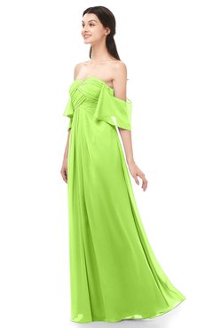 ColsBM Arden Bright Green Bridesmaid Dresses Ruching Floor Length A-line Off The Shoulder Backless Cute