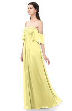 ColsBM Arden Daffodil Bridesmaid Dresses Ruching Floor Length A-line Off The Shoulder Backless Cute