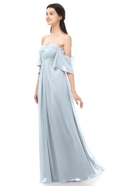 ColsBM Arden Illusion Blue Bridesmaid Dresses Ruching Floor Length A-line Off The Shoulder Backless Cute