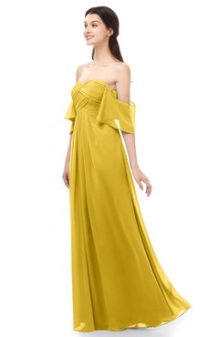 ColsBM Arden Lemon Curry Bridesmaid Dresses Ruching Floor Length A-line Off The Shoulder Backless Cute