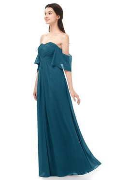 ColsBM Arden Moroccan Blue Bridesmaid Dresses Ruching Floor Length A-line Off The Shoulder Backless Cute
