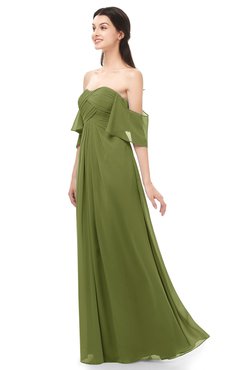 ColsBM Arden Olive Green Bridesmaid Dresses Ruching Floor Length A-line Off The Shoulder Backless Cute
