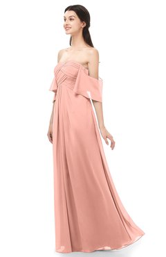 ColsBM Arden Peach Bridesmaid Dresses Ruching Floor Length A-line Off The Shoulder Backless Cute