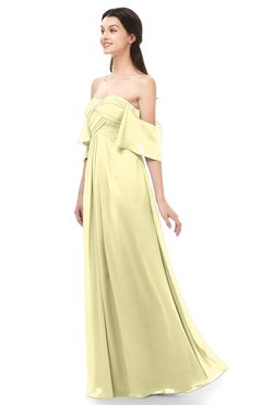 ColsBM Arden Soft Yellow Bridesmaid Dresses Ruching Floor Length A-line Off The Shoulder Backless Cute