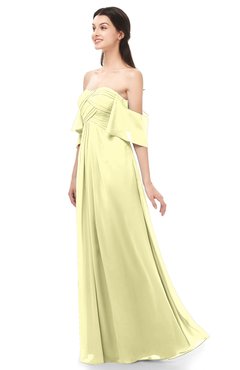 ColsBM Arden Wax Yellow Bridesmaid Dresses Ruching Floor Length A-line Off The Shoulder Backless Cute