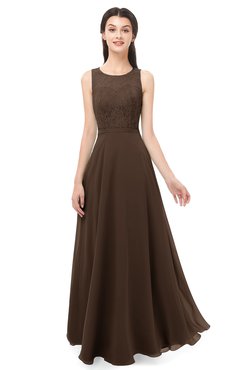 ColsBM Indigo Copper Bridesmaid Dresses Sleeveless Bateau Lace Simple Floor Length Half Backless