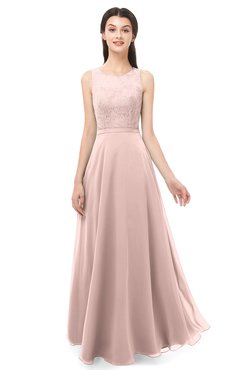 ColsBM Indigo Dusty Rose Bridesmaid Dresses Sleeveless Bateau Lace Simple Floor Length Half Backless