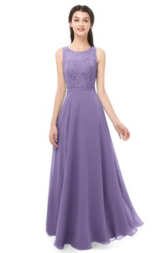ColsBM Indigo Lilac Bridesmaid Dresses Sleeveless Bateau Lace Simple Floor Length Half Backless