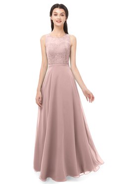 ColsBM Indigo Nectar Pink Bridesmaid Dresses Sleeveless Bateau Lace Simple Floor Length Half Backless