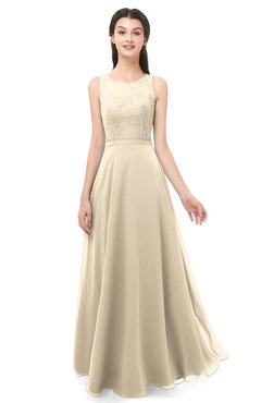 ColsBM Indigo Novelle Peach Bridesmaid Dresses Sleeveless Bateau Lace Simple Floor Length Half Backless