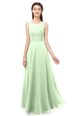 ColsBM Indigo Pale Green Bridesmaid Dresses Sleeveless Bateau Lace Simple Floor Length Half Backless